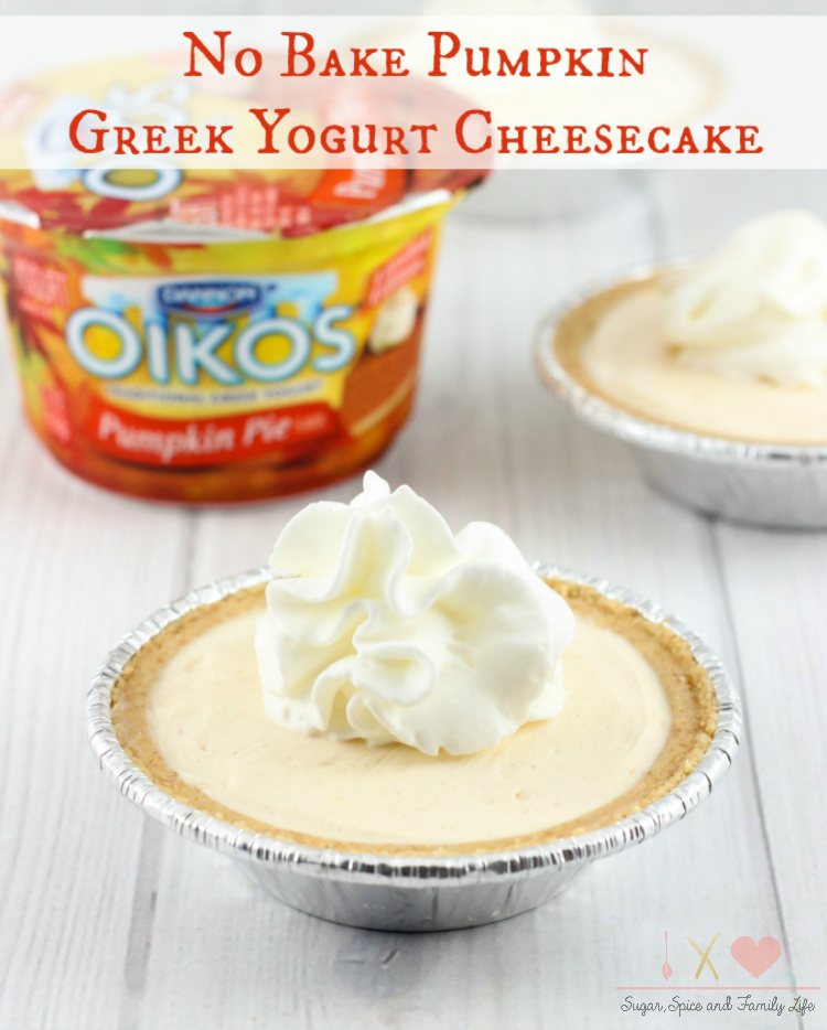 no bake pumpkin greek yogurt cheesecakes