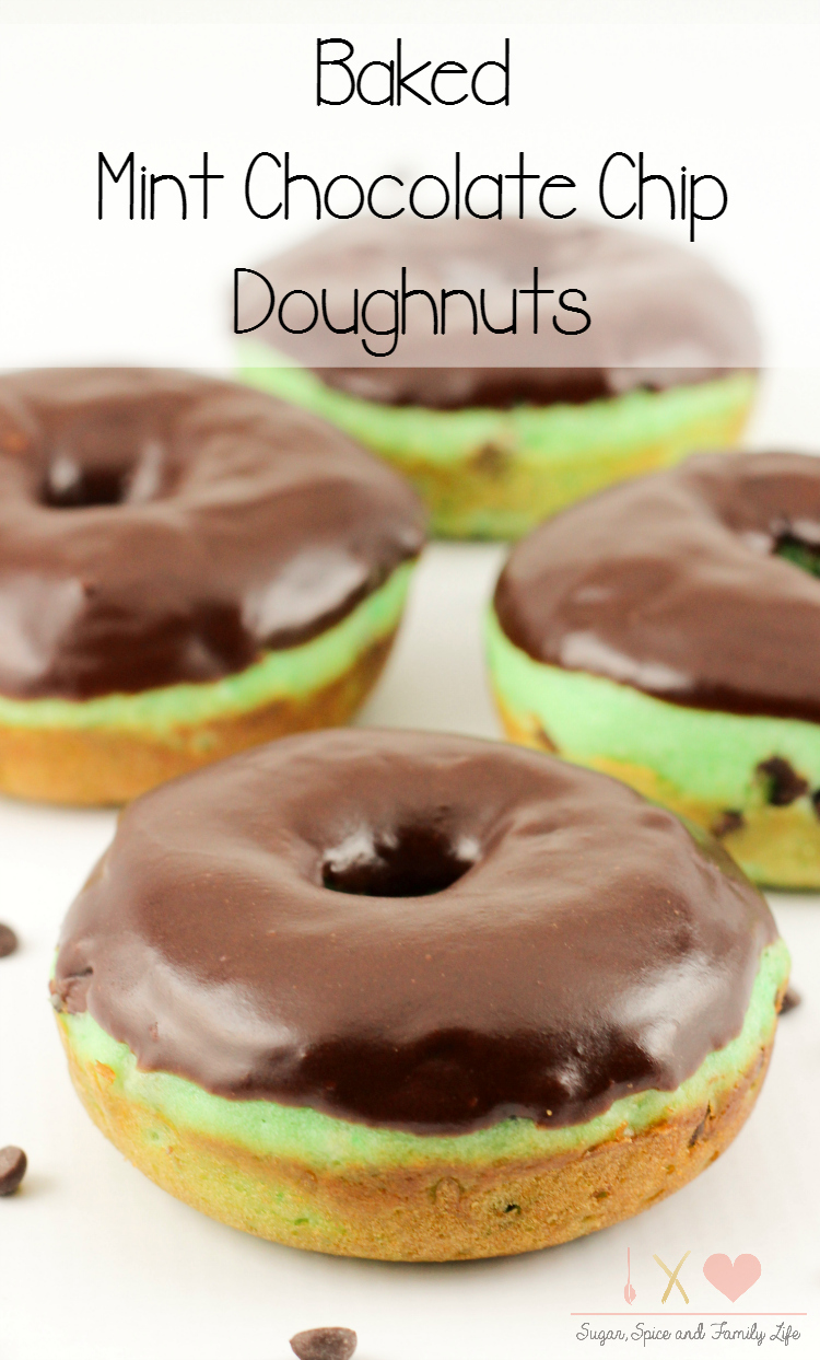 Baked Mint Chocolate Chip Doughnuts