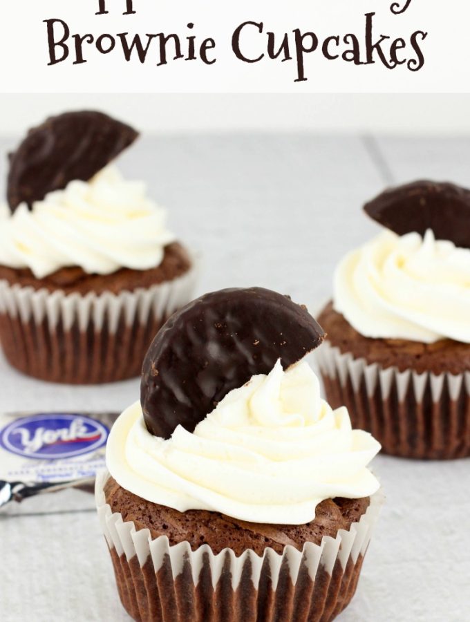 Peppermint Patty Stuffed Brownie Cupcakes