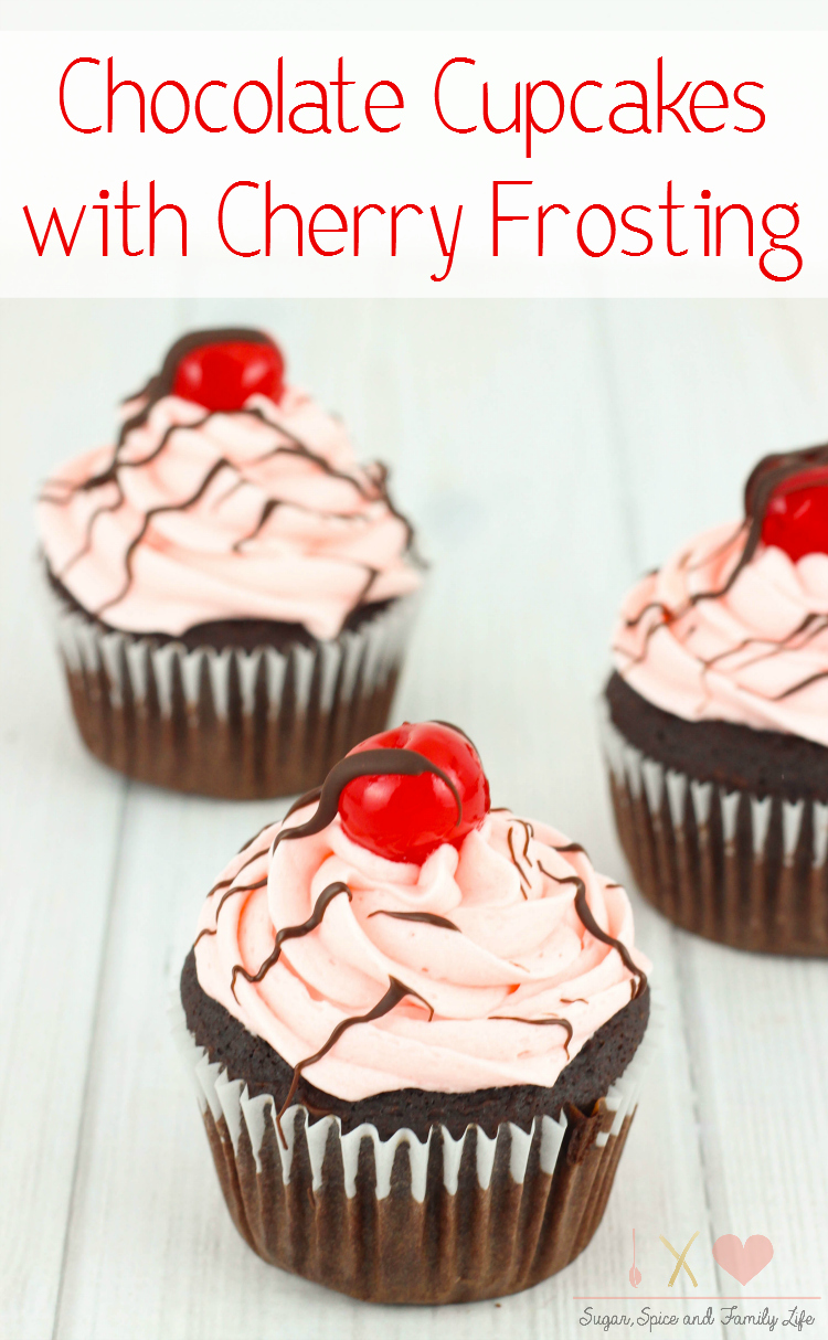 Chocolate Cupcakes with Cherry Frosting