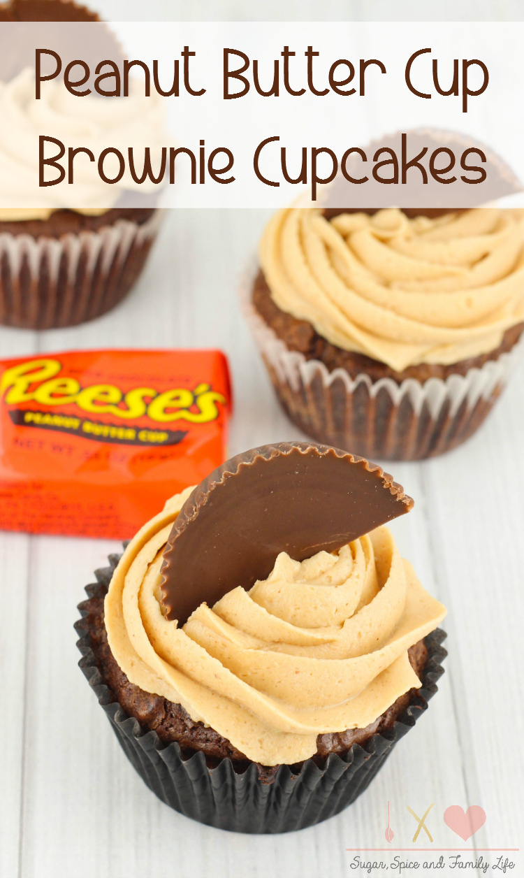 Peanut Butter Cup Stuffed Brownie Cupcakes