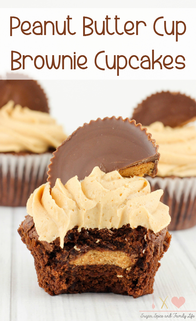 Peanut Butter Cup Stuffed Brownie Cupcakes