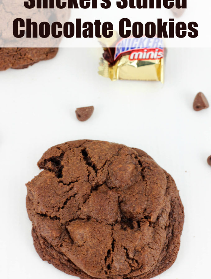 Snickers Stuffed Chocolate Cookies