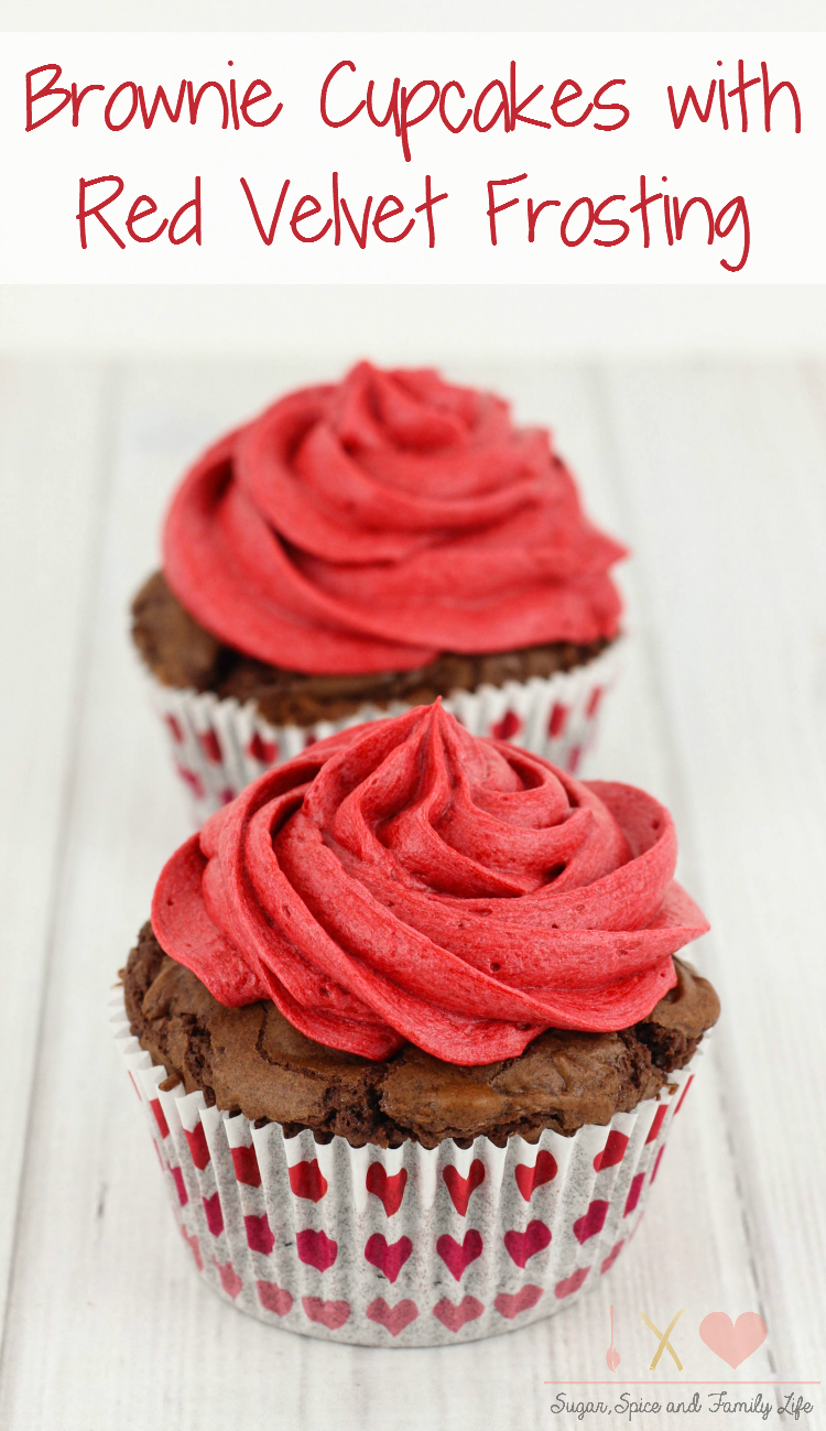 Brownie Cupcakes with Red Velvet Frosting