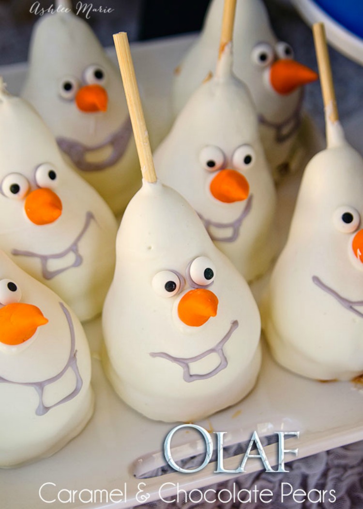 Frozen Olaf Chocolate covered Caramel Pears