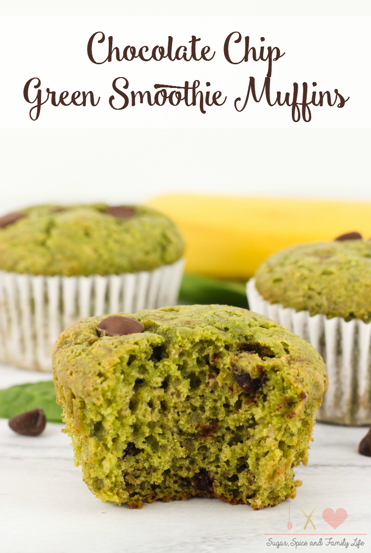Chocolate Chip Green Smoothie Muffins