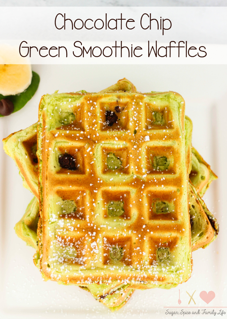 Chocolate Chip Green Smoothie Waffles